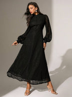 Anewsta Vestido Elegante de Manga Longa de Renda Bordô Máxi para Mulheres, Conjunto de Roupas Brancas de Primavera para Mulheres