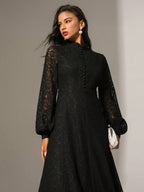Anewsta Vestido Elegante de Manga Longa de Renda Bordô Máxi para Mulheres, Conjunto de Roupas Brancas de Primavera para Mulheres