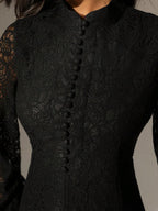 Anewsta Vestido Elegante de Manga Longa de Renda Bordô Máxi para Mulheres, Conjunto de Roupas Brancas de Primavera para Mulheres