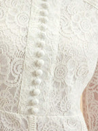 Anewsta Vestido Elegante de Manga Longa de Renda Bordô Máxi para Mulheres, Conjunto de Roupas Brancas de Primavera para Mulheres