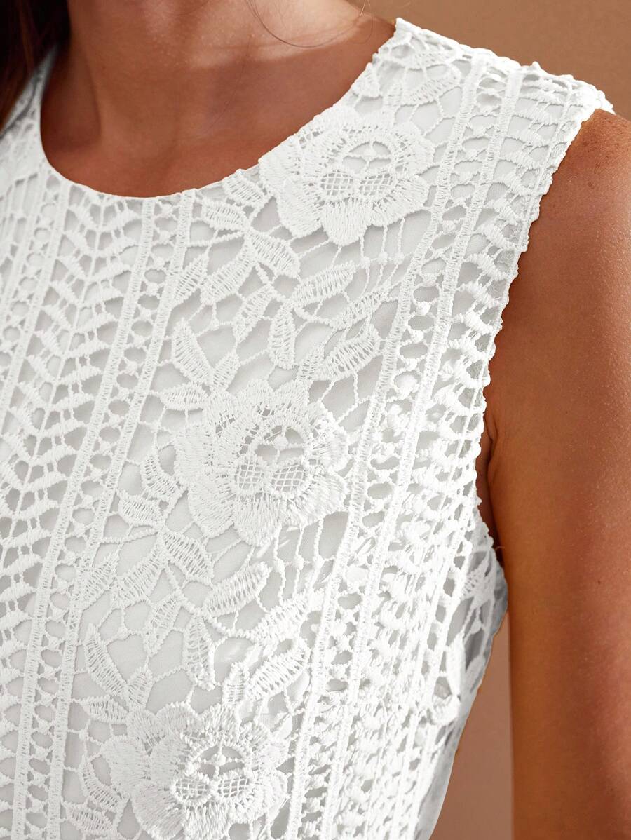 MOTF PREMIUM VESTIDO SEM MANGAS COM BABADO DE RENDA NA BAINHA