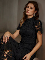 Anewsta Vestido Mini Justo com Renda para Mulheres Vestido Longo Bordô Conjunto Mulheres