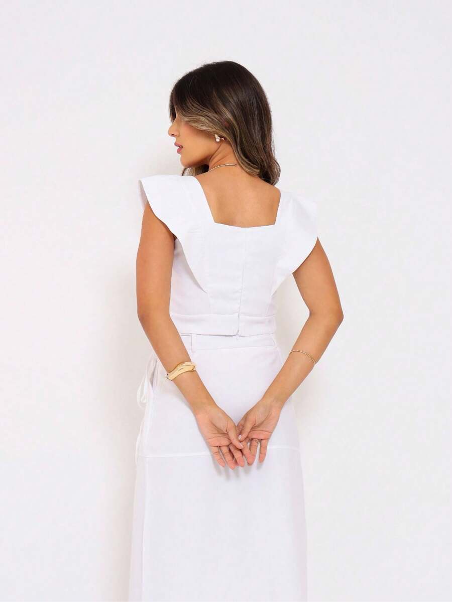 Conjunto  Cropped e Saia Alfaiataria Marrant