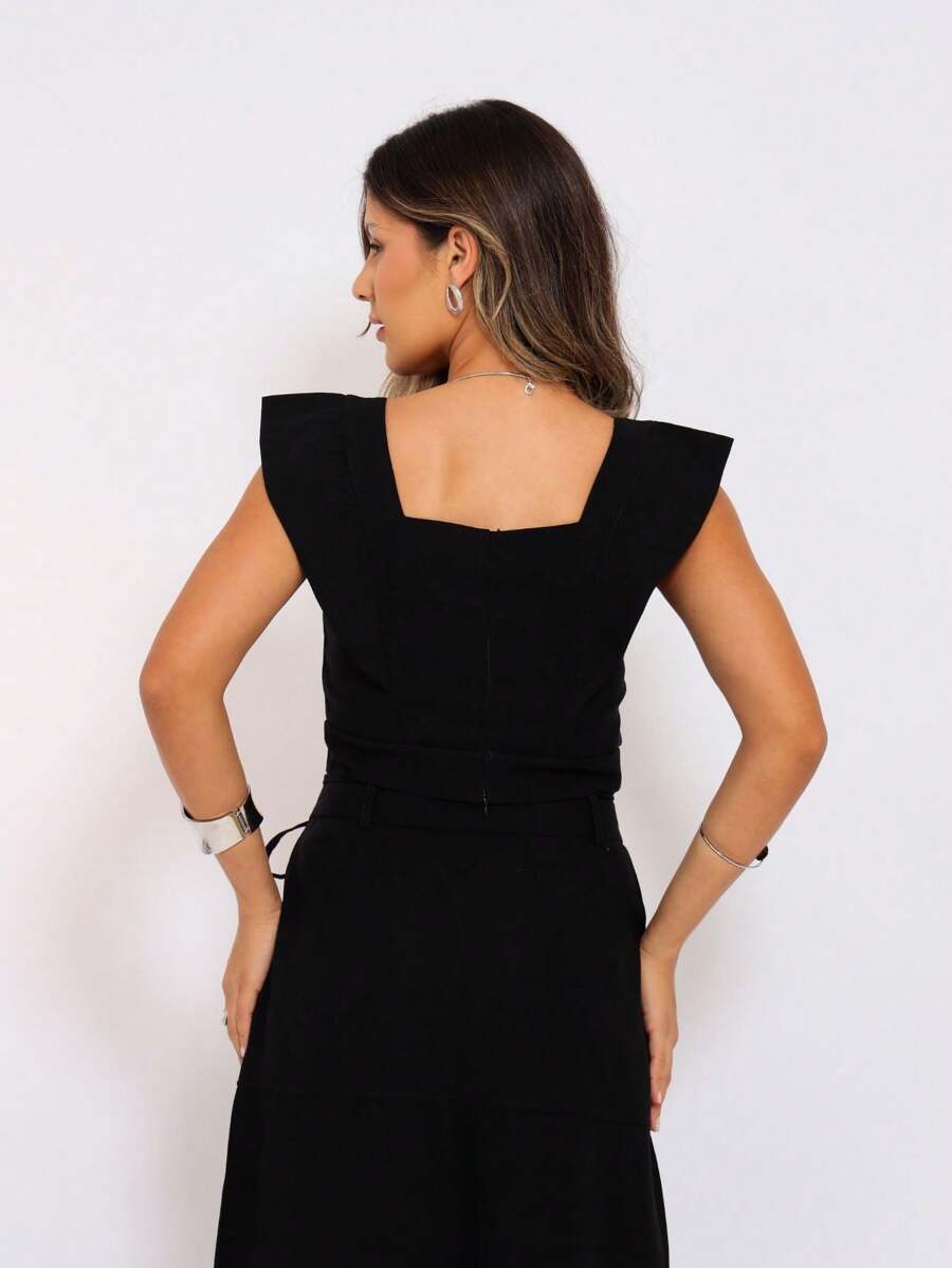 Conjunto  Cropped e Saia Alfaiataria Marrant