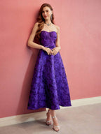 MOTF PREMIUM VESTIDO LONGO TOMARA QUE CAIA COM BAINHA GODÊ EM PADRÃO FLORAL BORDADO