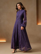 Anewsta Vestido Elegante de Manga Longa de Renda Bordô Máxi para Mulheres, Conjunto de Roupas Brancas de Primavera para Mulheres