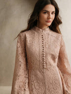 Anewsta Vestido Elegante de Manga Longa de Renda Bordô Máxi para Mulheres, Conjunto de Roupas Brancas de Primavera para Mulheres