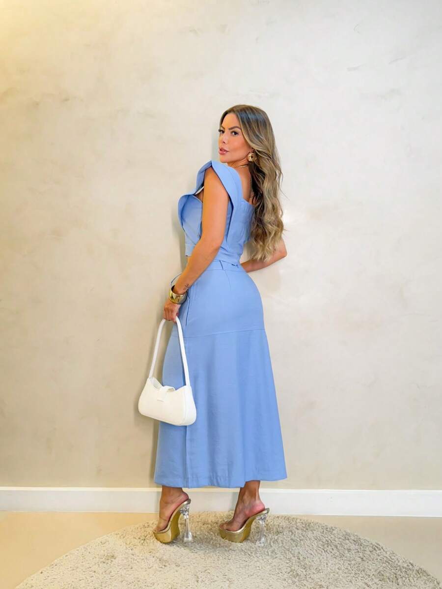 Conjunto  Cropped e Saia Alfaiataria Marrant