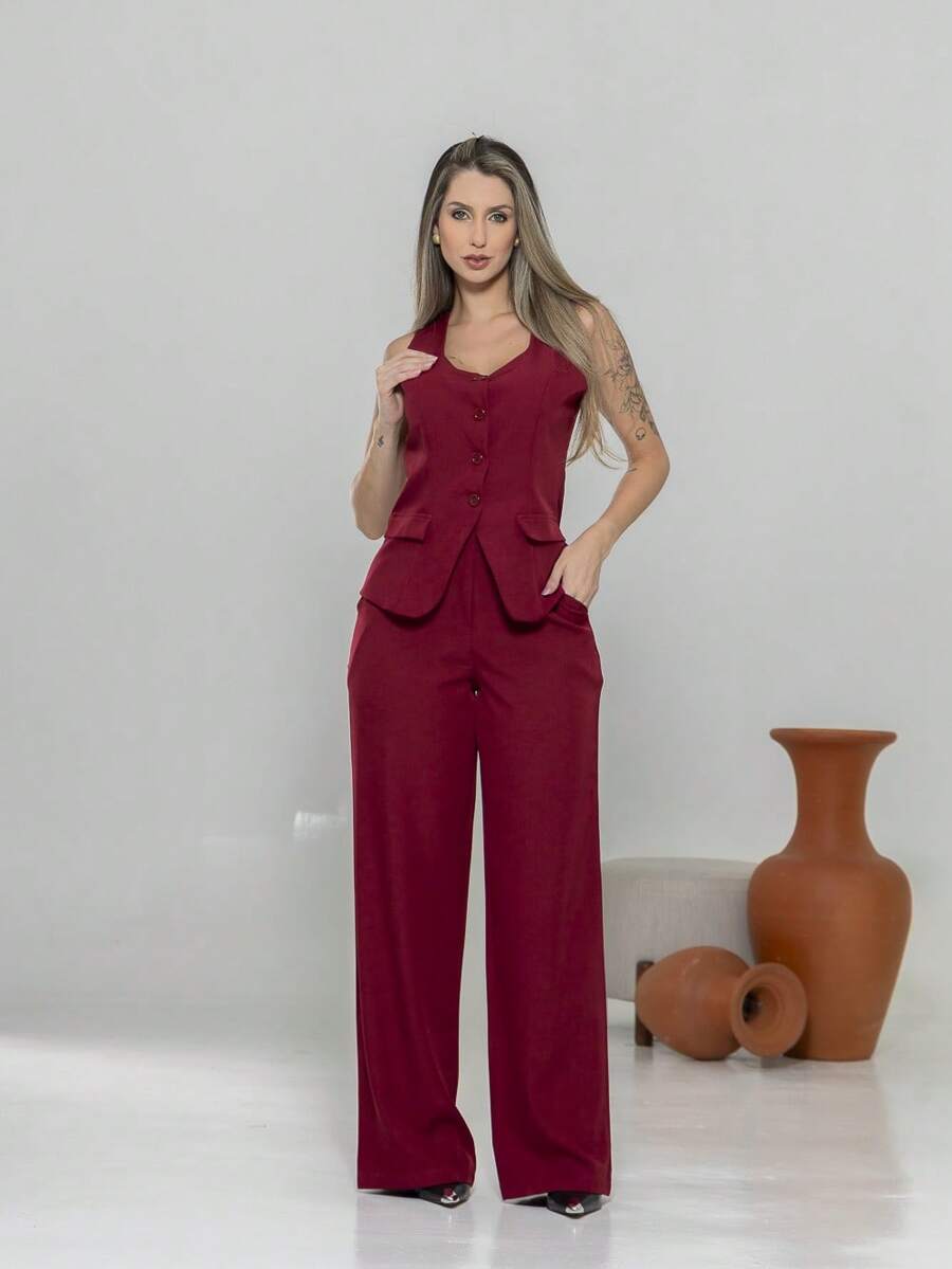 Conjunto de colete e calça Pantalona