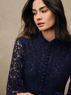 Anewsta Vestido Elegante de Manga Longa de Renda Bordô Máxi para Mulheres, Conjunto de Roupas Brancas de Primavera para Mulheres