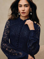 Anewsta Vestido Elegante de Manga Longa de Renda Bordô Máxi para Mulheres, Conjunto de Roupas Brancas de Primavera para Mulheres