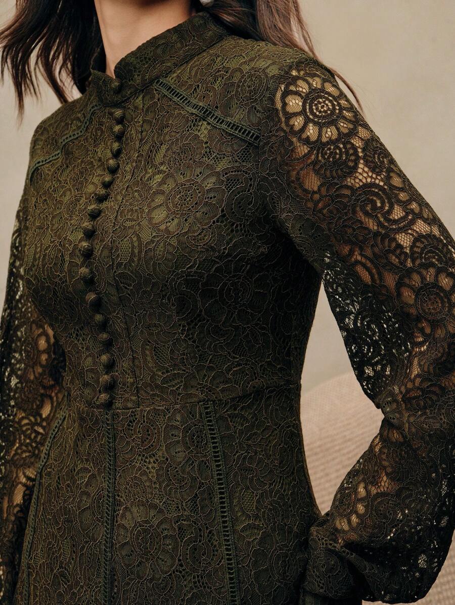 Anewsta Vestido Elegante de Manga Longa de Renda Bordô Máxi para Mulheres, Conjunto de Roupas Brancas de Primavera para Mulheres