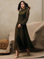 Anewsta Vestido Elegante de Manga Longa de Renda Bordô Máxi para Mulheres, Conjunto de Roupas Brancas de Primavera para Mulheres