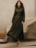Anewsta Vestido Elegante de Manga Longa de Renda Bordô Máxi para Mulheres, Conjunto de Roupas Brancas de Primavera para Mulheres