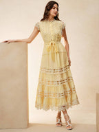 Anewsta Vestido Elegante de Renda Colorida Sólida com Recorte, Sem Mangas, Para Mulheres, Verão, Praia, Férias, Casual