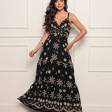 Vestido longo feminino estampado tecido duna