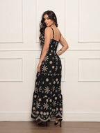 Vestido longo feminino estampado tecido duna