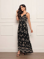 Vestido longo feminino estampado tecido duna