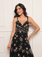 Vestido longo feminino estampado tecido duna