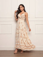 Vestido longo feminino estampado tecido duna