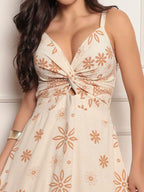 Vestido longo feminino estampado tecido duna