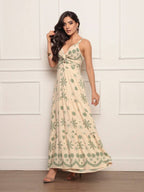 Vestido longo feminino estampado tecido duna