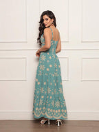 Vestido longo feminino estampado tecido duna