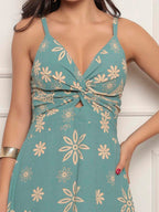 Vestido longo feminino estampado tecido duna