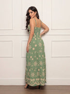 Vestido longo feminino estampado tecido duna