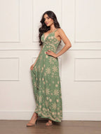 Vestido longo feminino estampado tecido duna