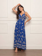 Vestido longo feminino estampado tecido duna