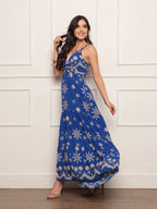 Vestido longo feminino estampado tecido duna