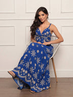 Vestido longo feminino estampado tecido duna