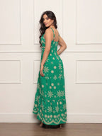 Vestido longo feminino estampado tecido duna