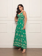 Vestido longo feminino estampado tecido duna