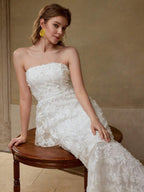 MOTF PREMIUM Vestido com Camadas Sobrepostas e Aplicações de Flores