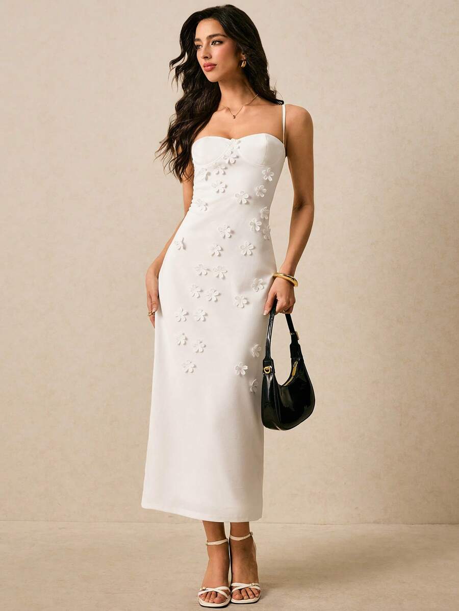 Vestido Longo de Alças Finas com Bainha Lápis