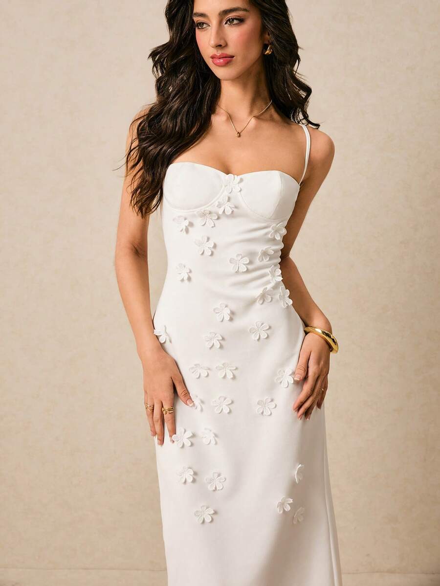 Vestido Longo de Alças Finas com Bainha Lápis