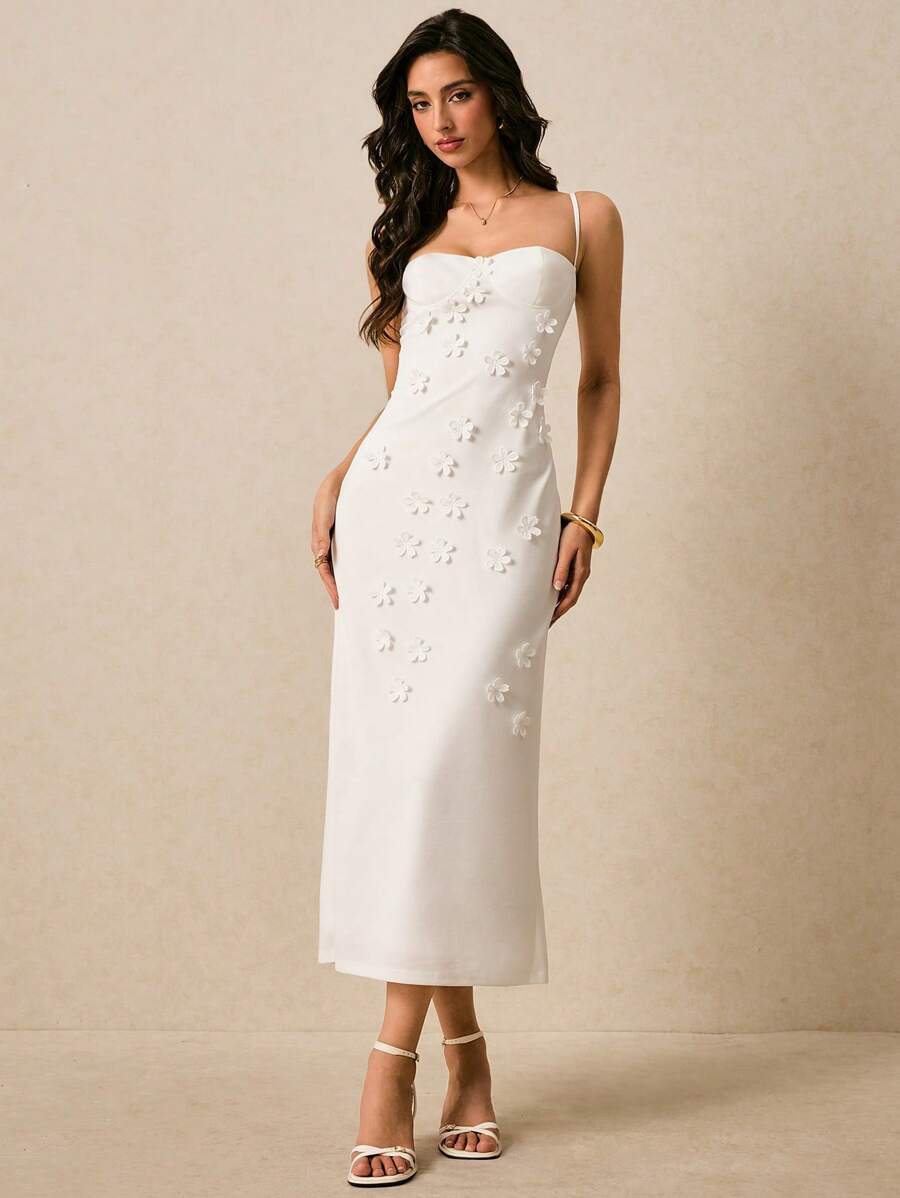 Vestido Longo de Alças Finas com Bainha Lápis