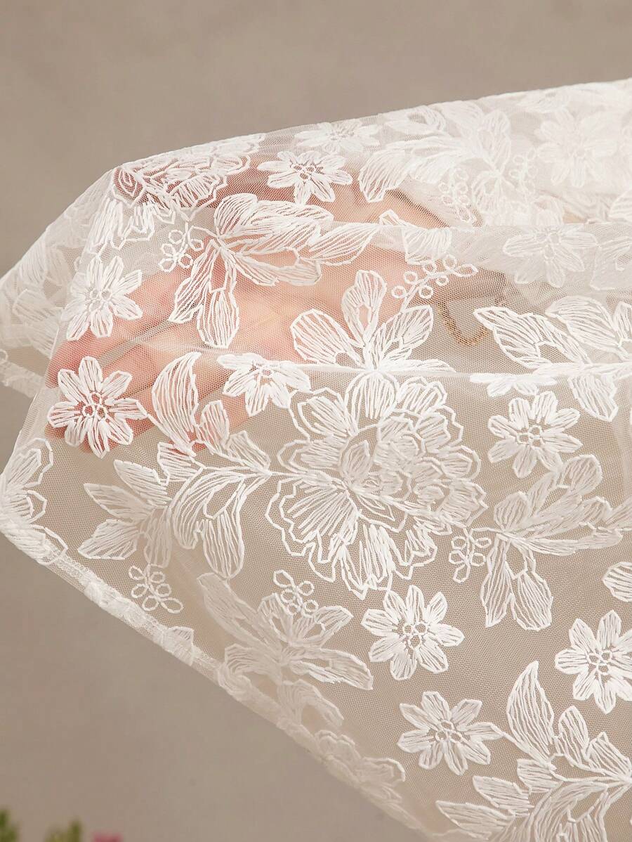 Amorya Vestido Branco Estilo A-Line Elegante Com Decote em V Bordado, Novo Estilo da Moda para Mulheres