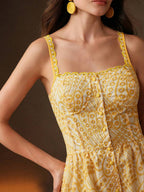 Vestido Midi Boho com Bainha Franzida