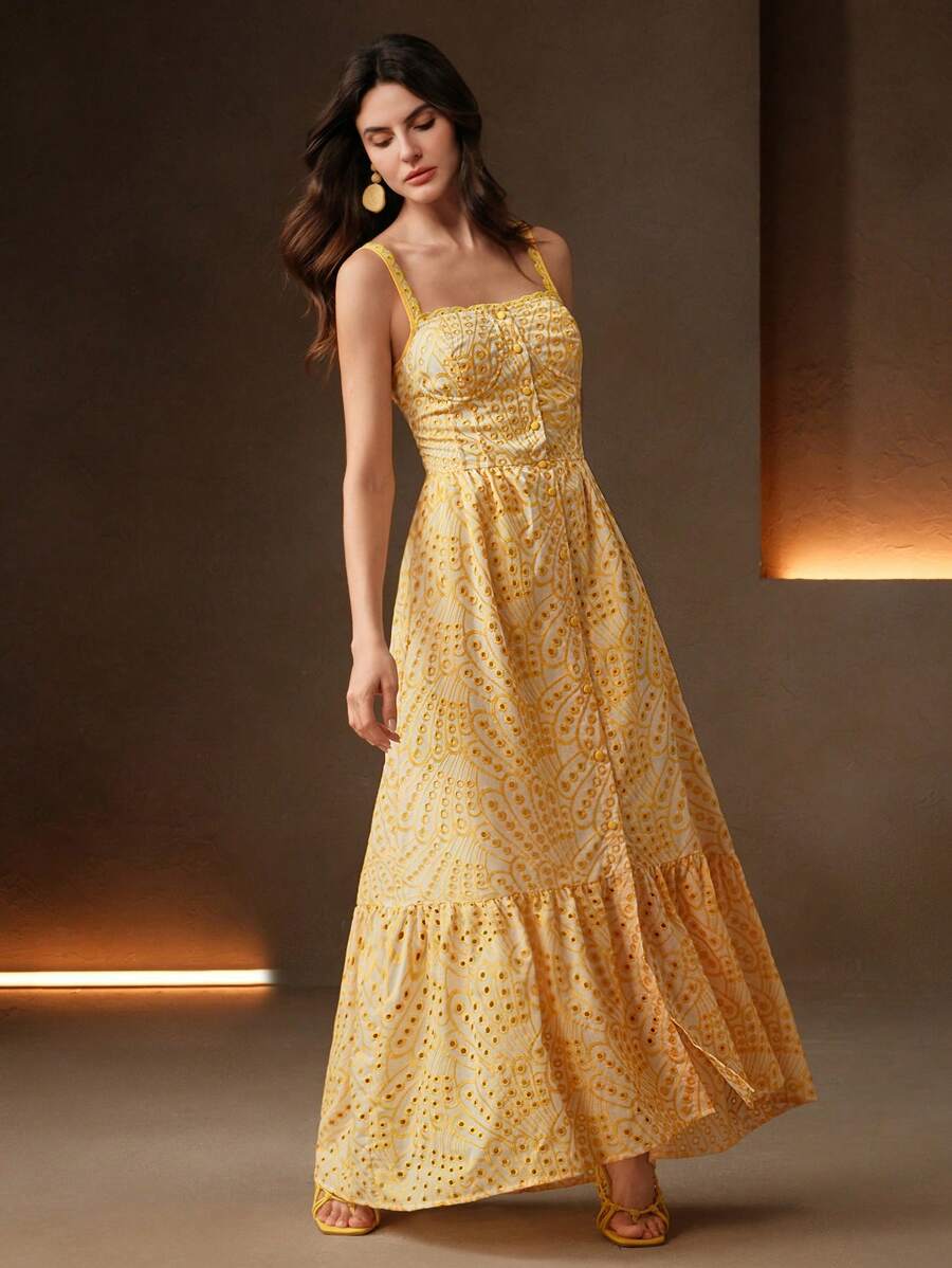 Vestido Midi Boho com Bainha Franzida