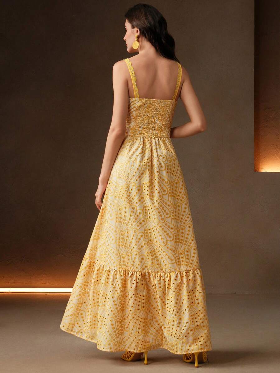 Vestido Midi Boho com Bainha Franzida