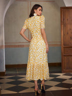 Vestido Longo Bordado com Cinto