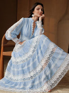 Anewsta Vestido Longo de Renda Macia com Recorte Oco Estilo Palácio da Moda Francesa, Adequado para Primavera, Festival, Férias