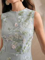 Anewsta Vestido Floral Bordado Sem Mangas Feminino, Elegante e Chique para Férias, Festivais, Páscoa, Vestido de Convidado de Casamento, Primavera/Verão