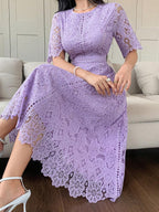 Vestido Elegante de Renda Vazada