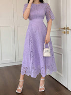 DAZY Vestido com Manga Curta e Detalhe em Renda Elegante, Vestido Mini Jovial e Refinado