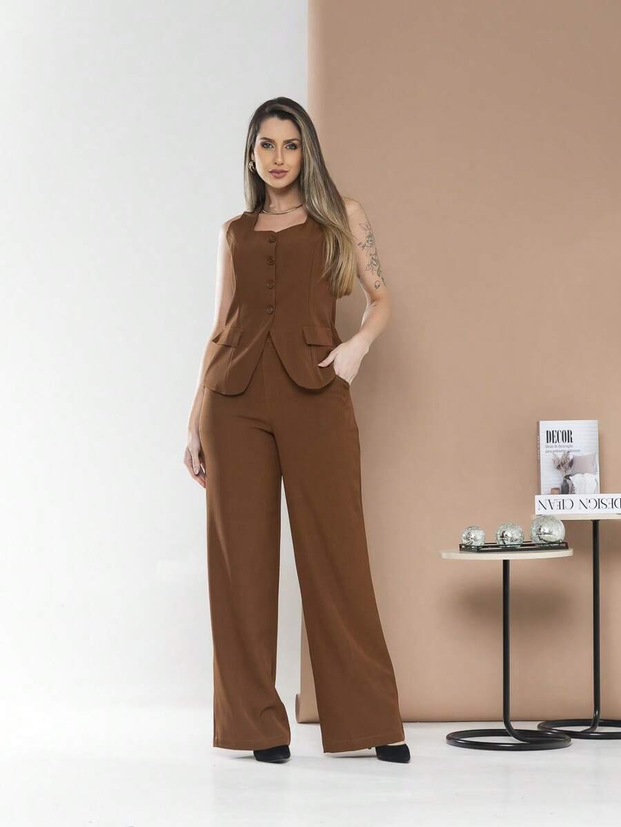 Conjunto de colete e calça Pantalona