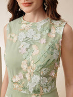 Anewsta Vestido Floral Bordado Sem Mangas Feminino, Elegante e Chique para Férias, Festivais, Páscoa, Vestido de Convidado de Casamento, Primavera/Verão